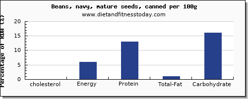 cholesterol and nutrition facts in navy beans per 100g